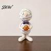 Desk Ornament Mummy Holding Pumpkin Halloween Decoration, Spooky Resin Figurine Decoration Desktop for Indoor Shelf, Tiered Tray Decor Zombie Model