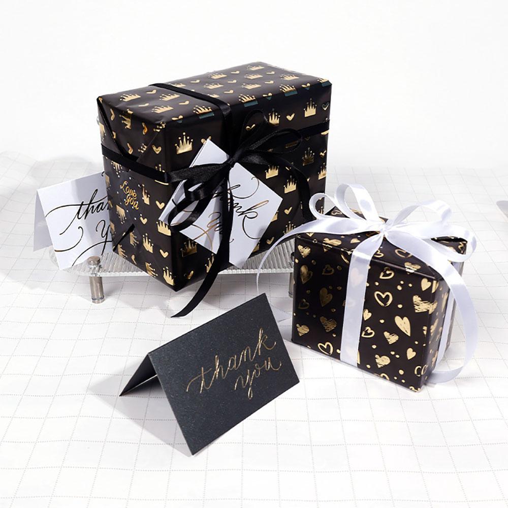 Papel de Regalo Negro Dorado 43x300cm Papel para Envolver Regalos Ramo de Lunares Navidad Día de San Valentín Cumpleaños Regalos Decoraciones Papel