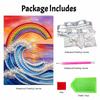 Frameless Pearl Bead Painting Kit Rainbow Ocean Wave Pattern DIY Sparkling Art Canvas Creative Leisure Craft for Adults Wall Decor Home Gift