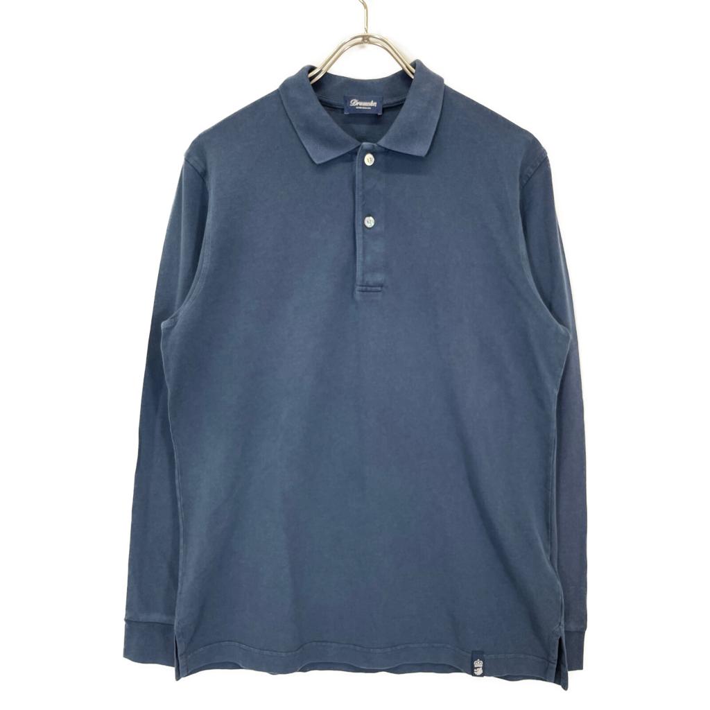 Drumohr Navy Cotton Long Sleeve Polo Shirt Tops M NavyUsed