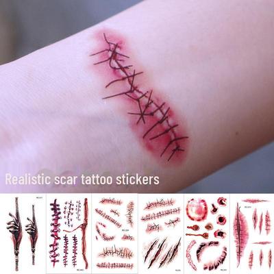Halloween Temporary Horror Surgery Wound Scar Tattoo Stickers