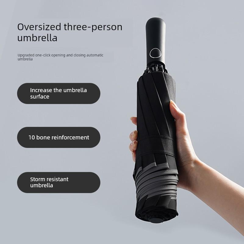 Full-Automatic Umbrella Folding Umbrella for Boys Oversized Extra Large Reinforced Thickened Strong Wind-Resistant Women Rain Or Shine Dual-Use