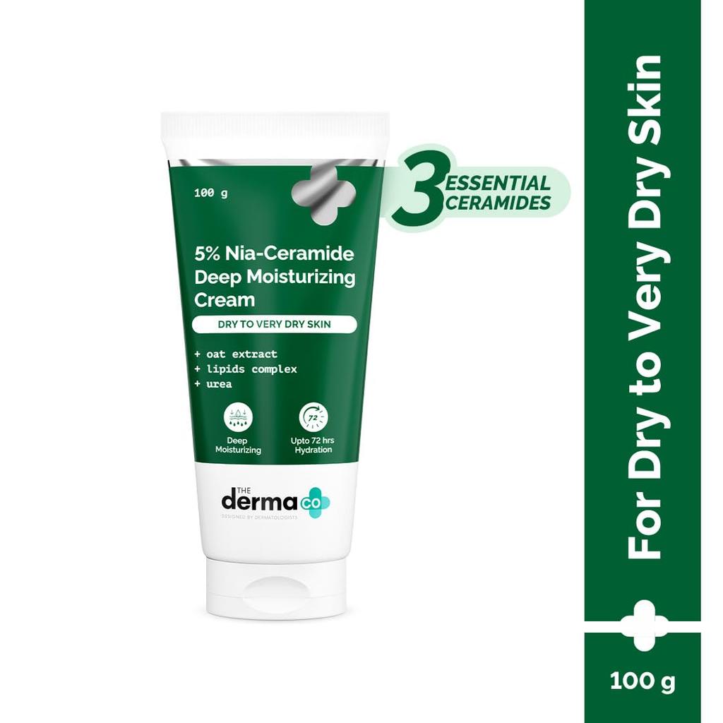 La Crema Hidratante The Derma Co 5% Niacinamida-Ceramida 100g | Hidratación 72h para Piel Seca