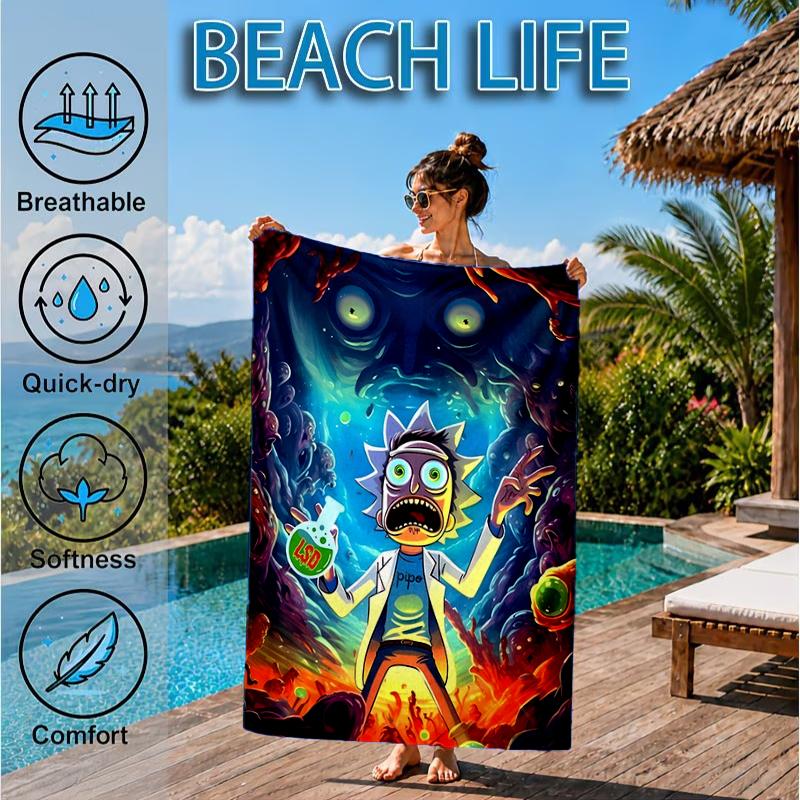 Space Adventure Rick Beach Towel, Microfiber Beach Towel, Perfect For Pool, Beach, Travel, Home Decor Beach Party Fan Gifts