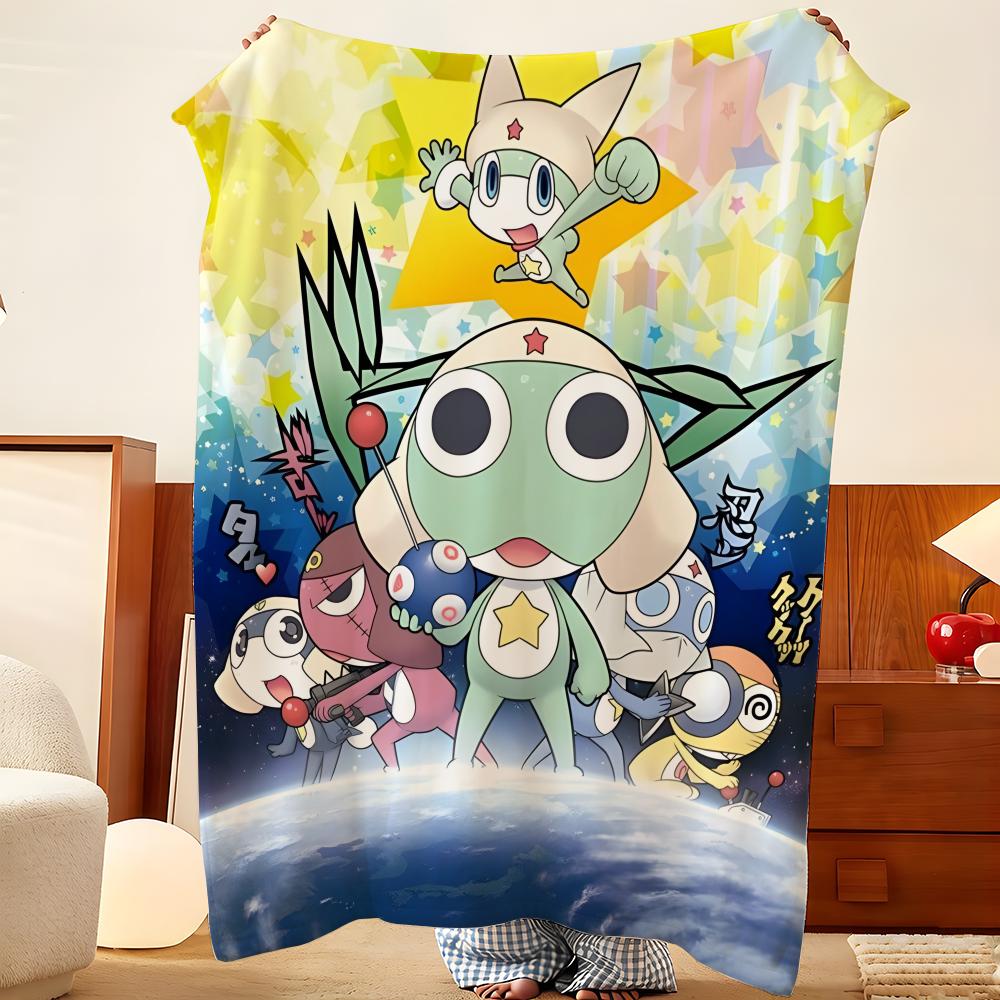 Anime K-Keroro G-Gunso Throw Flannel Throw Blanket, Lightweight Cozy, Durable Washable cute Cool