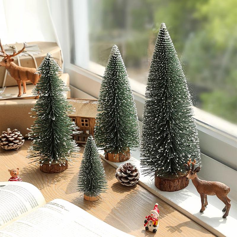 Snow-Flocked Mini Christmas Pagoda Tree Decoration for Desktop or Window