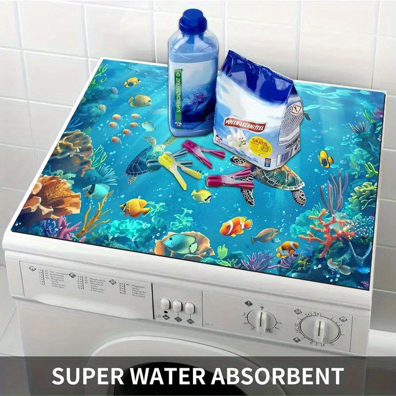 1Pcs Rubber Drying Mat With Ocean Pattern For Coffee Shop Restaurant Kitchen Carpet Tableware Durable Diatom Mud Table Mat Pet Mat Coffeeware