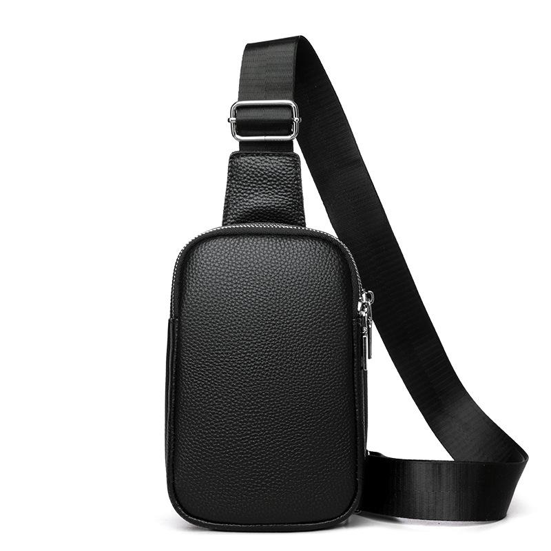

Мужская нагрудная сумка, повседневная сумка-кроссбоди большой вместимости, рюкзак, нагрудная сумка-кроссбоди из коровьей кожи чёрный