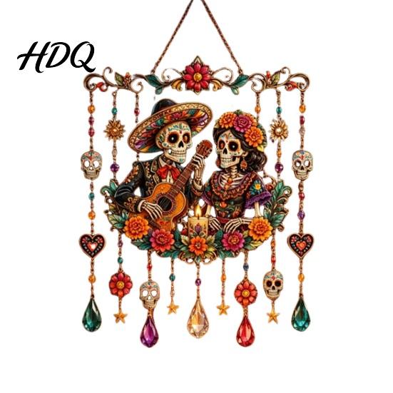 Modern Wind Chimes for Office Holiday Sun Catcher Chime Acrylic Festive Hanging Decor Christmas Elegant Halloween Day of The Dead Glowing