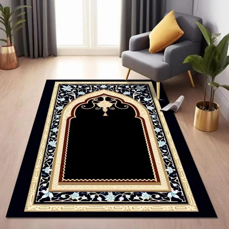 Authentic Ethnic Muslim Prayer Rug Living Room Decor Anti-slip Carpets Bedroom Soft Rug Entrance Doormat Cultural Muslim Carpet