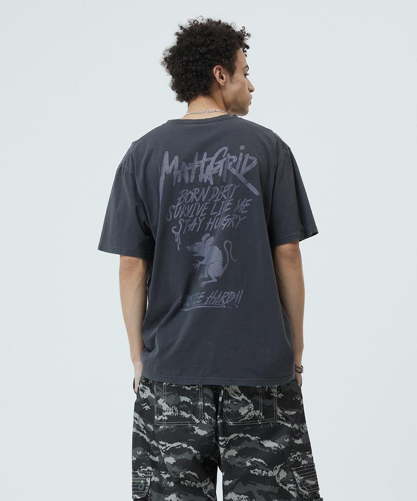 MAHAGRID Pigment Rat Graffiti Logo Tee Charcoal(Mg2Gmmt510A)