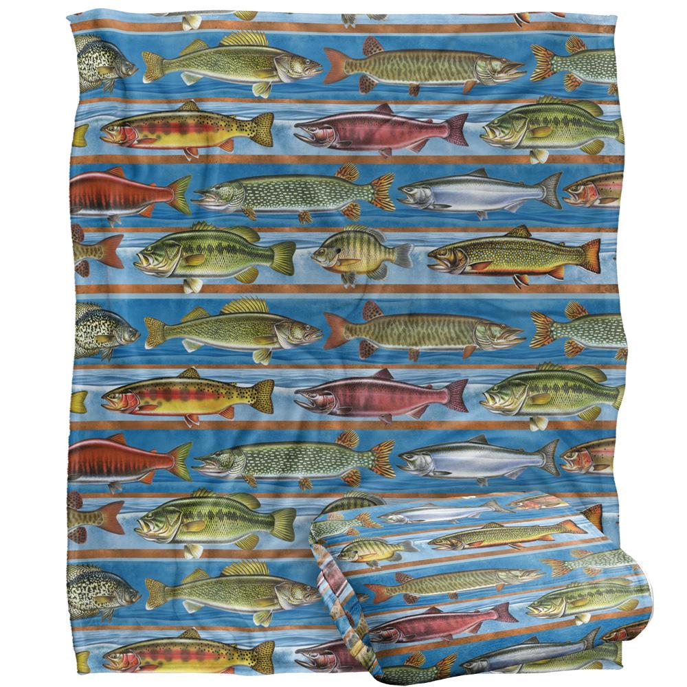 JQ Licensing Silky Patterned Fishing Supersoft Blanket