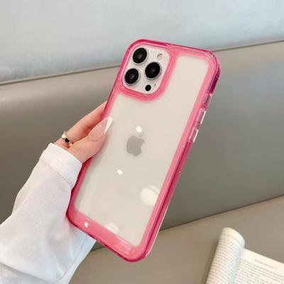 Capa Rígida de Acrílico Transparente à Prova de Choque Para iPhone 16 15 14 13 12 11 Pro Max Plus 12 Mini 13 Mini Bumper de Silicone Capa Transparente