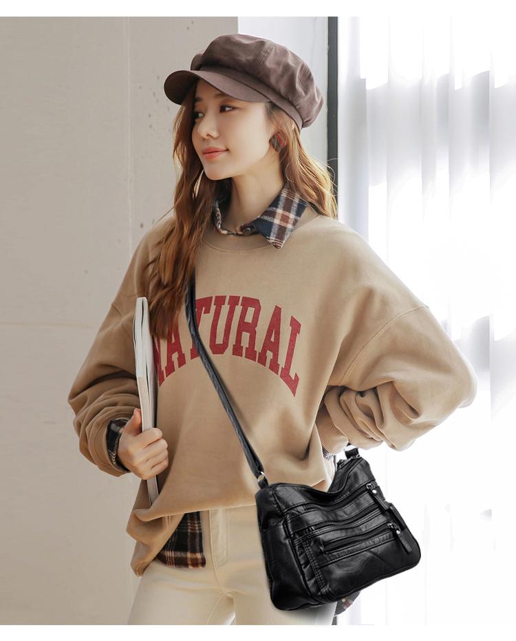 Women's 2021 Trendy Soft Leather Shoulder Bag - Large Capacity, All-Match, Middle-Aged Messenger Style