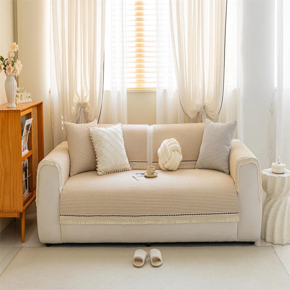 

Sofa Cushion Four Seasons Universal Solid Color Anti-Slip Cushion Floor Mat Cloth Cover Leather Sofa Cover 90x90cm