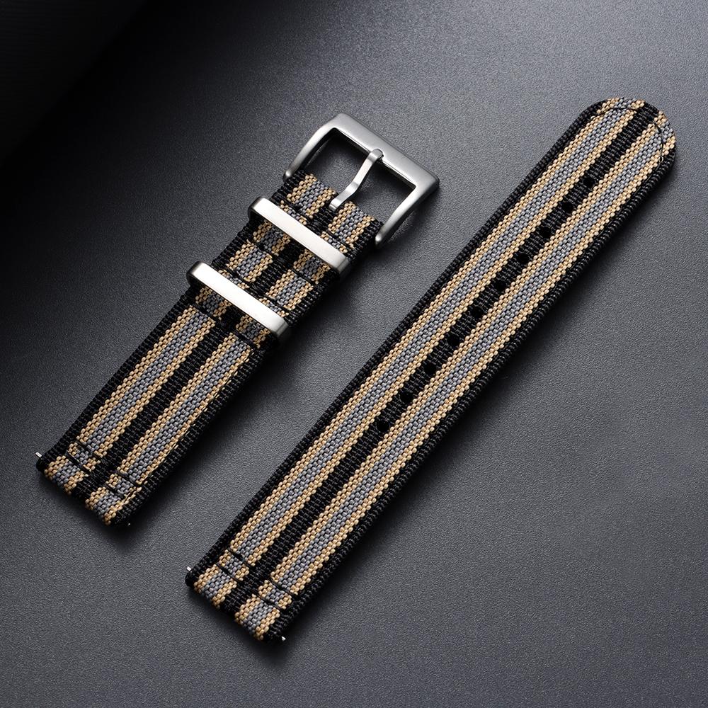 20mm 22mm Ribbed Nylon Watch Band Quick Release Army Green Nylon Strap Woven Canvas Fabric Band for Men Military Sports Bracelet