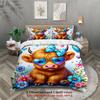 3pcs Cute Cow Bedding Sets 3D Printed Cartoon Animal Breathable Easy Care Duvet Cover Sets With Pillowcases No Filling