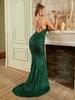 Glamorous Sequin Fishtail Evening Gown for Banquets and Events