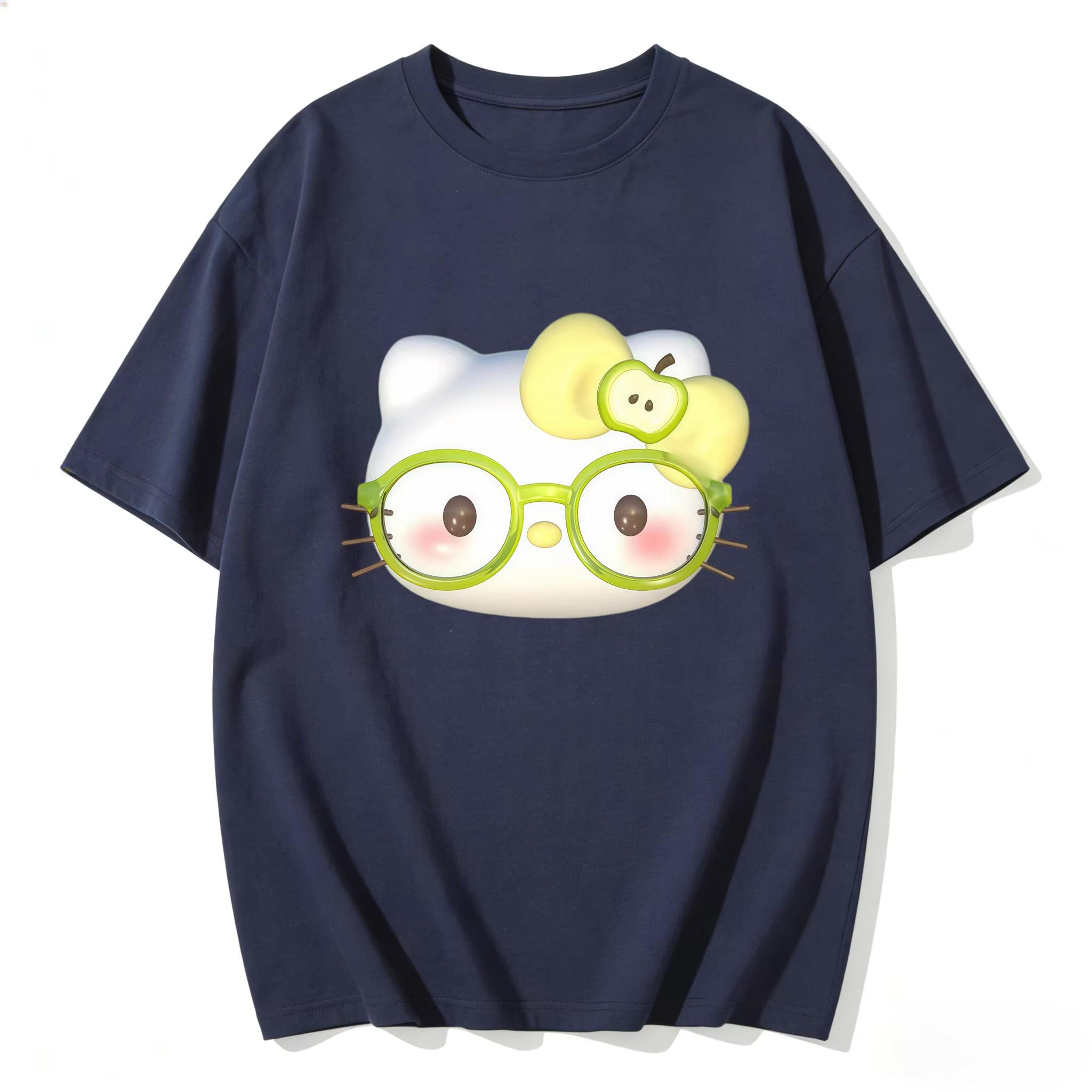 2026 Hello Kitty Cartoon Printed Short Sleeve Summer Comfortable summer loose Tshirt for Women S