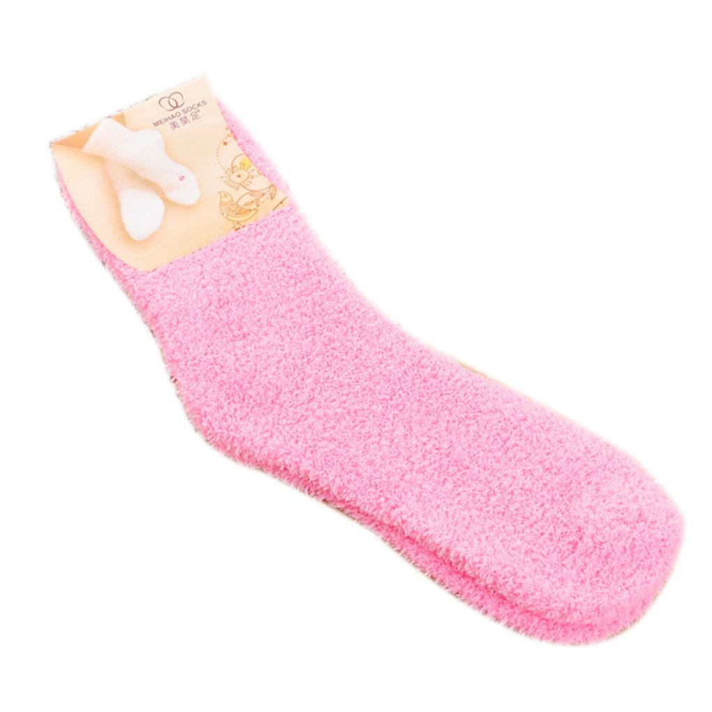 1 Pair Comfortable Home Women Multi-color Mid Pair Comfortable Calf High Socks Coral Fleece Floor Antiskid Casual Socks