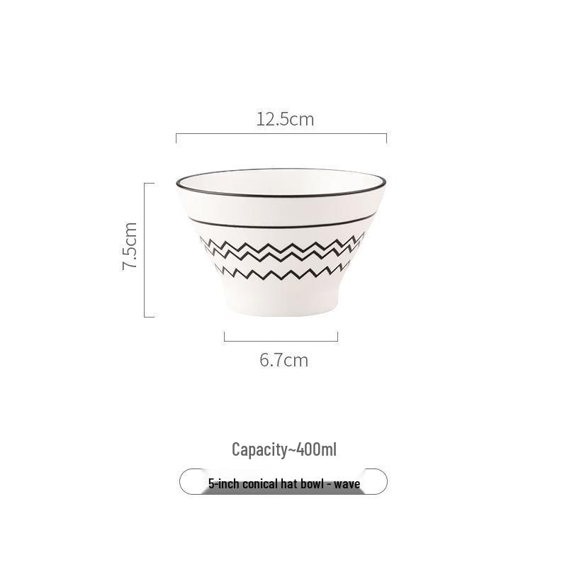 Ins Style Ceramic Rice Bowls - 5 Inch (Set of 4)