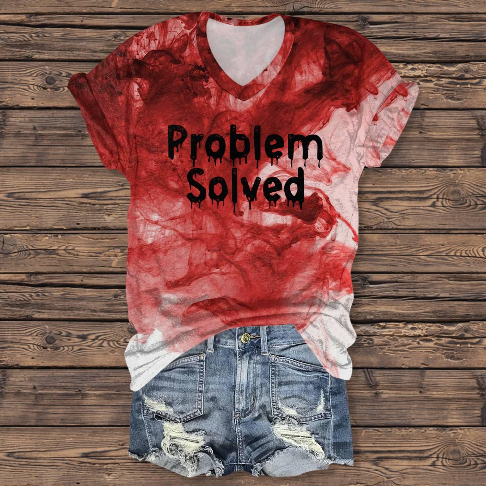 Women s Fashion Casual Three-quarter Sleeve Halloween Letters,  Face Print Top M красный