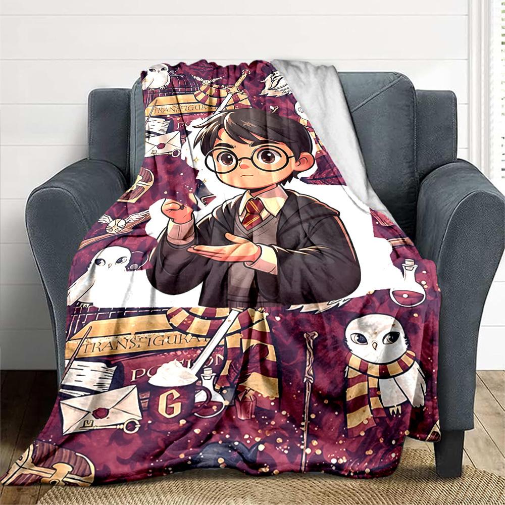 1pc Harry Potter Blanket Lightweight Flannel Throw For Sofa, Bed, Travel, Livingroom, Office, Couch, Chair, And Bed