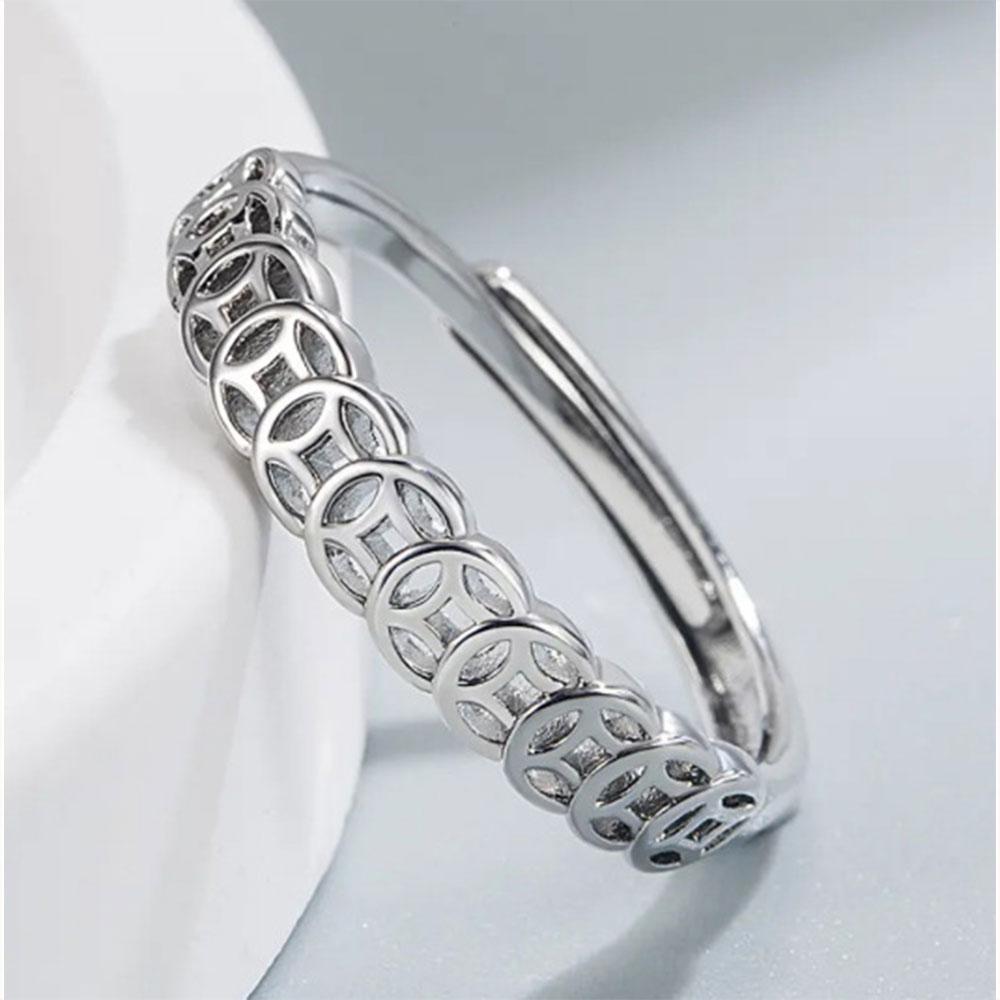 Classic Twist Chain Open Rings For Women Zircon Stainless Steel Geometric Twist Wrapped Couple Ring Wedding Aesthetic