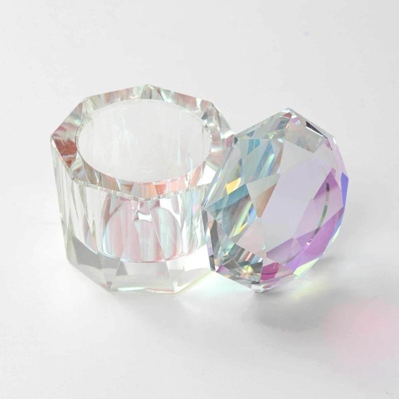 Luxurious Artificial Crystal Nail Brush Cleaner With Scratch Resistant Surfaces Crystal Glass Dish For Salon Use