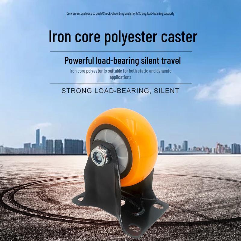 Silent Polyurethane Swivel Caster with Brake, 4 Nylon Wheels, 5-6 Inch 4-inch Fixed Polyurethane Wheel