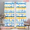2pcs,2D Plane Printing Light Filtering Curtains Colorful Summer Waves Durable 100% Polyester Fabric (without Rod) Art Deco