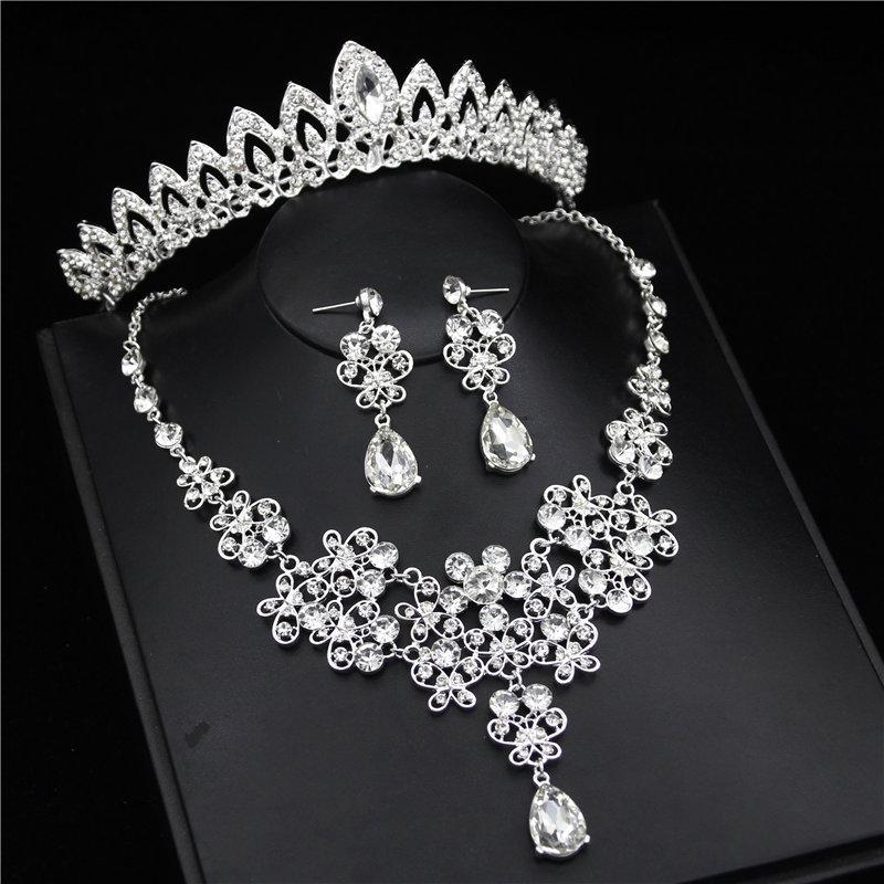 Bride Jewelry Sets Wedding Necklaces Earrings set Women Prom Tiaras and Crowns Wedding Necklaces/Earrings sets Jewelry