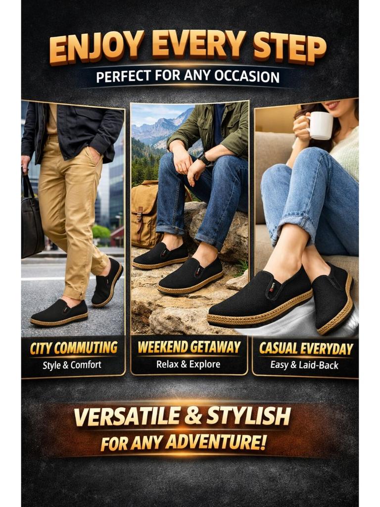 "Men's Breathable Ay Grass Flyknit Slip-On Soft Sole Comfortable Beijing Cloth Shoes Lightweight Everyday Dad Elderly Casual Shoes"