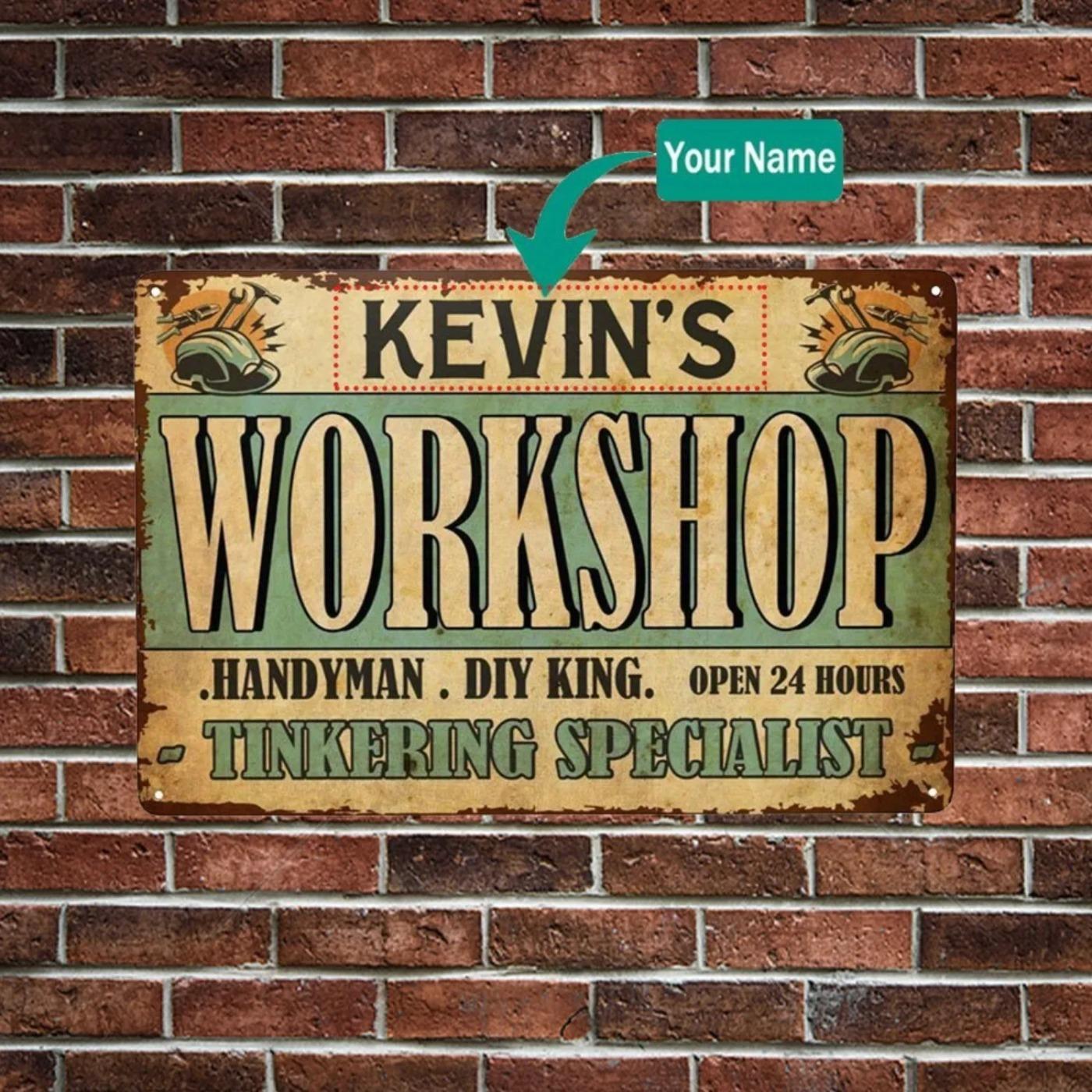 

Personalized Workshop Metal Sign Man Cave Garage Men Gift Decor (For Decoration Only) 20x30cm（7.8x11.8inch）