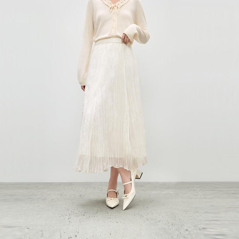 Qiushui Yiren Irregular Pleated Midi Skirt M