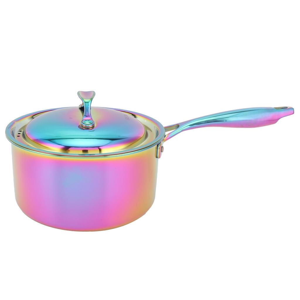 Stainless Steel Thickened Milk Pot with Lid Compound 3‑Layer Bottom Complementary Food Pot