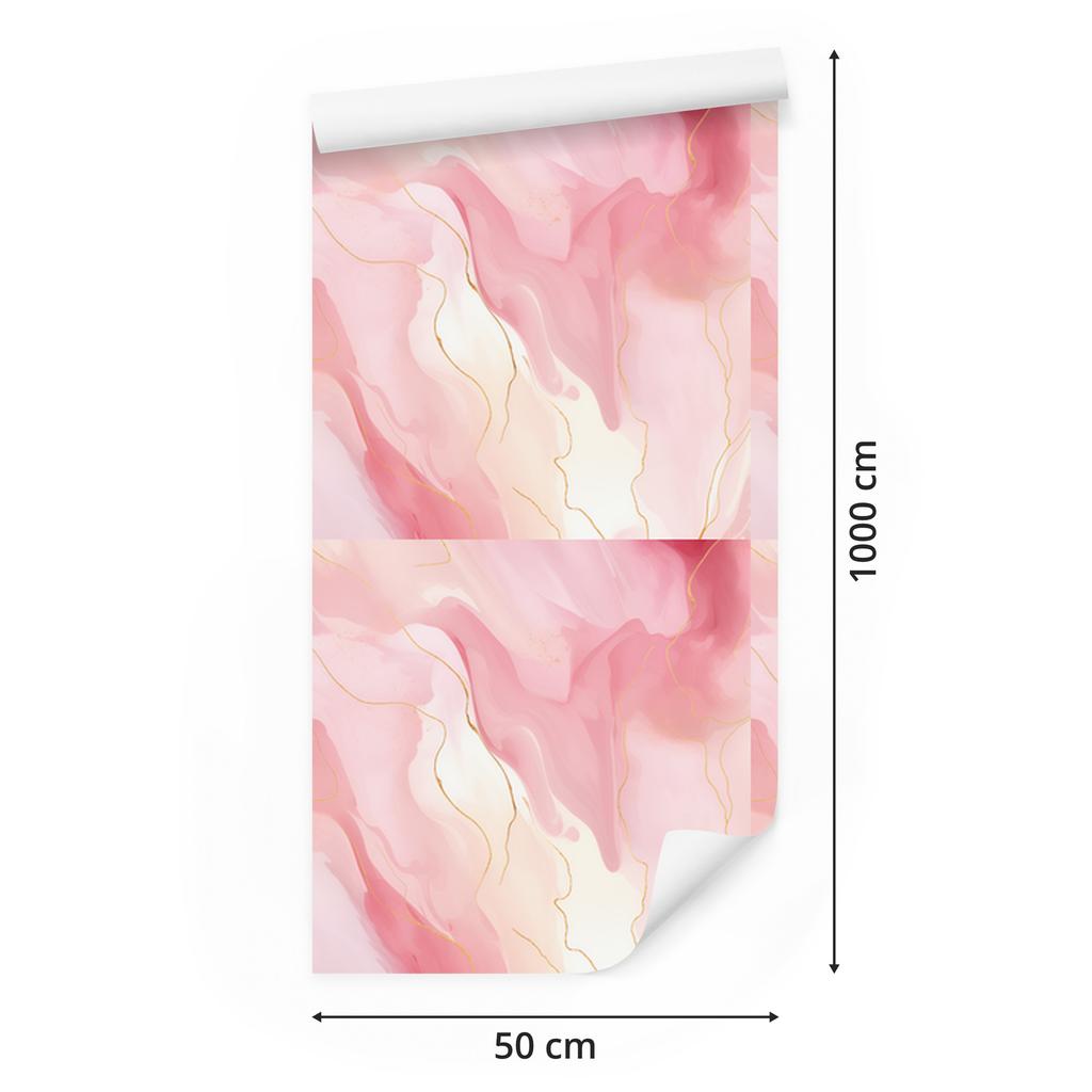 Ink Coral, White and Powder Pink Wallpaper for Living Room and Bedroom 50x1000