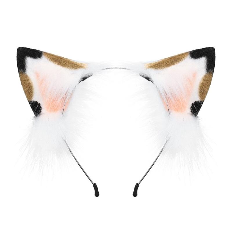 Anime-Cosplay Props Cat Ears and Tail Set Plush Furry Animal Ears Hairhoop with Cat Tail Fancy-Dress Party Costumes