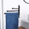 Bathroom Wall Towel Rack, Metal Black, Rotating Hook, 30cm