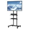 Mobile TV Stand, Mobile TV Cart for 32 To 70 Inch TVs, Height Adjustable Portable TV Stand with Wheels, Double Tray for Audio-Visual Devices