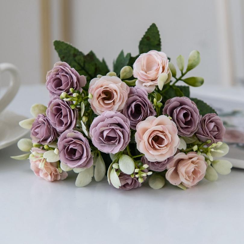 1/5pcs Artificial Flowers Silk Roses Wedding Bridal Bouquet Home Room Table Outdoor Garden Scrapbook DIY Gift Decoration Hotsale