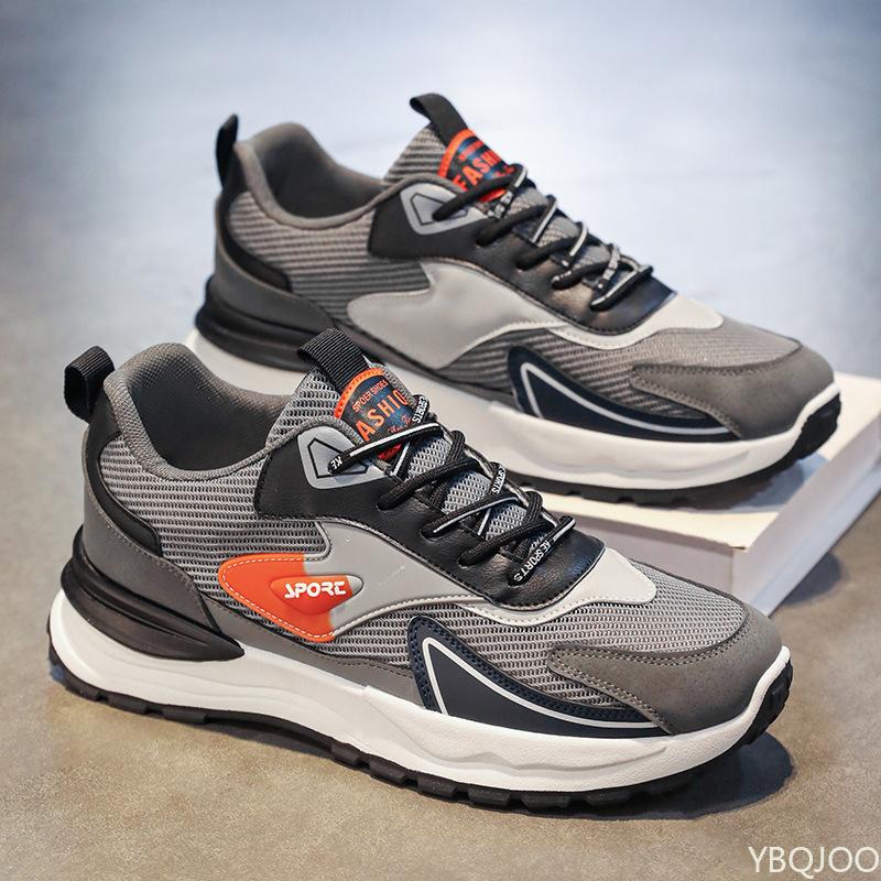 Spring  Autumn New Breathable comfortable Mesh Sneakers MenTrendy Versatile Thick Bottom Casual Running Shoes