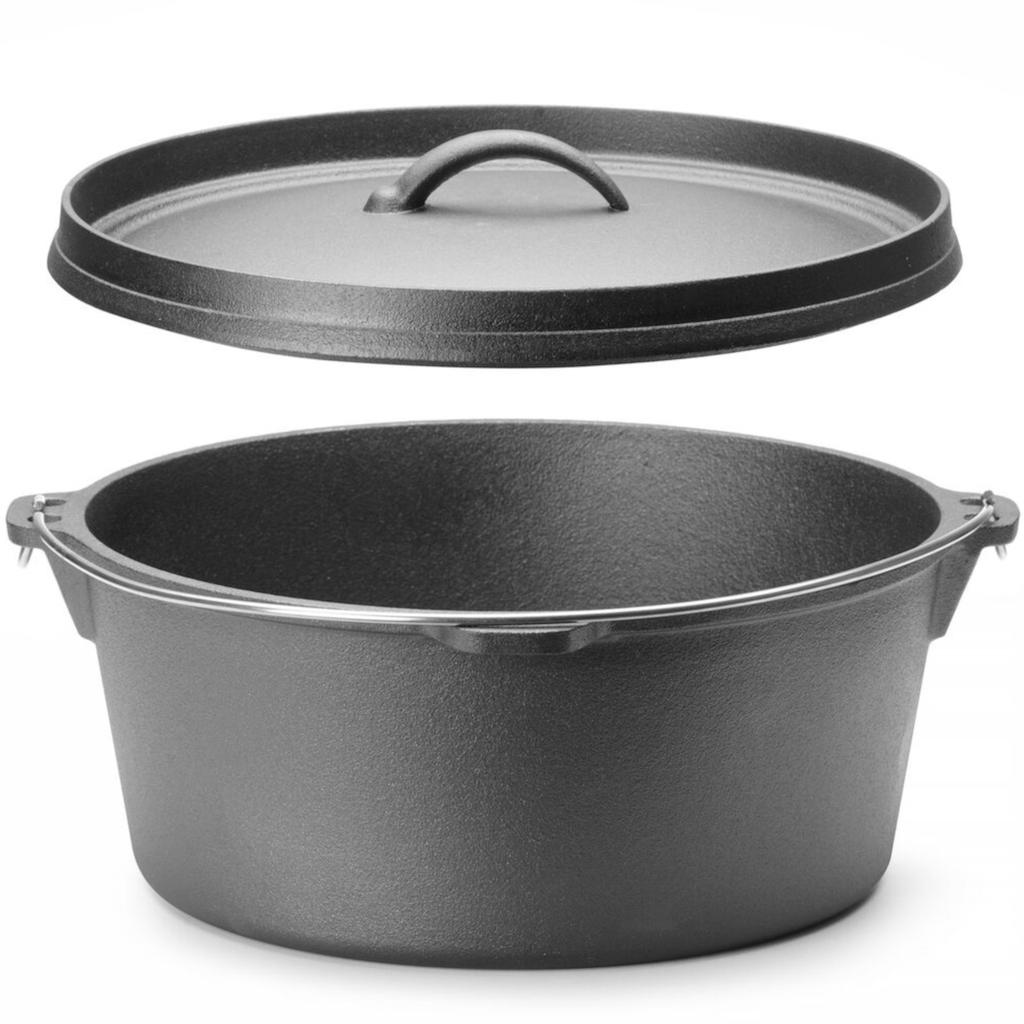 Cast Iron Cauldron, Hunting Pot, for Over the Campfire, for Soups and Stews, Diameter 310 X 155 Mm, 7.2 L