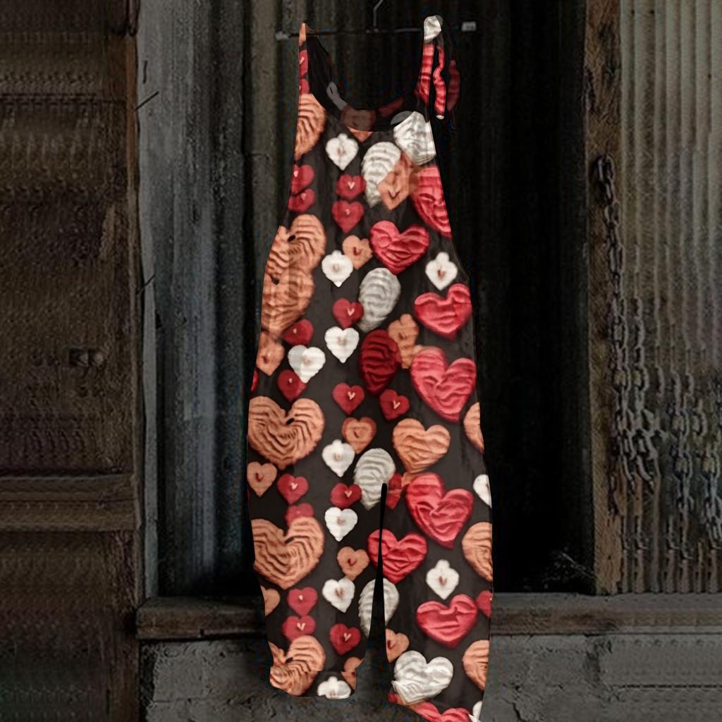 Kombinezon damski Nadruk Casualowy Luźny Vintage Ramiączka Bawełna Len