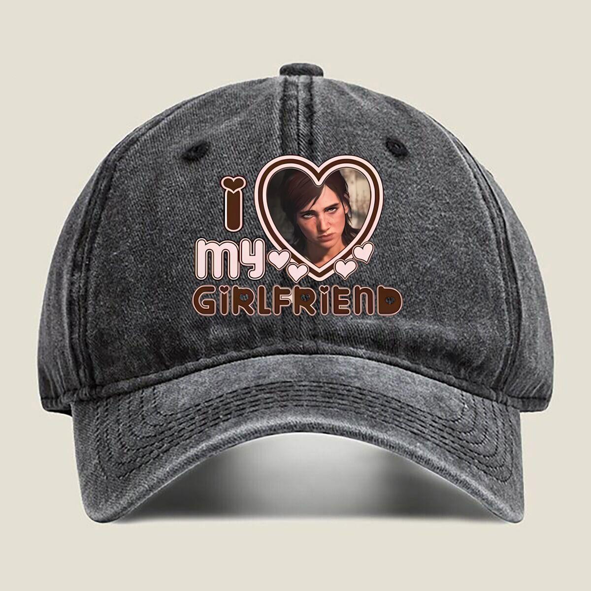 

I Love My Girlfriend with Portrait Washed Baseball Cap One Size чёрный