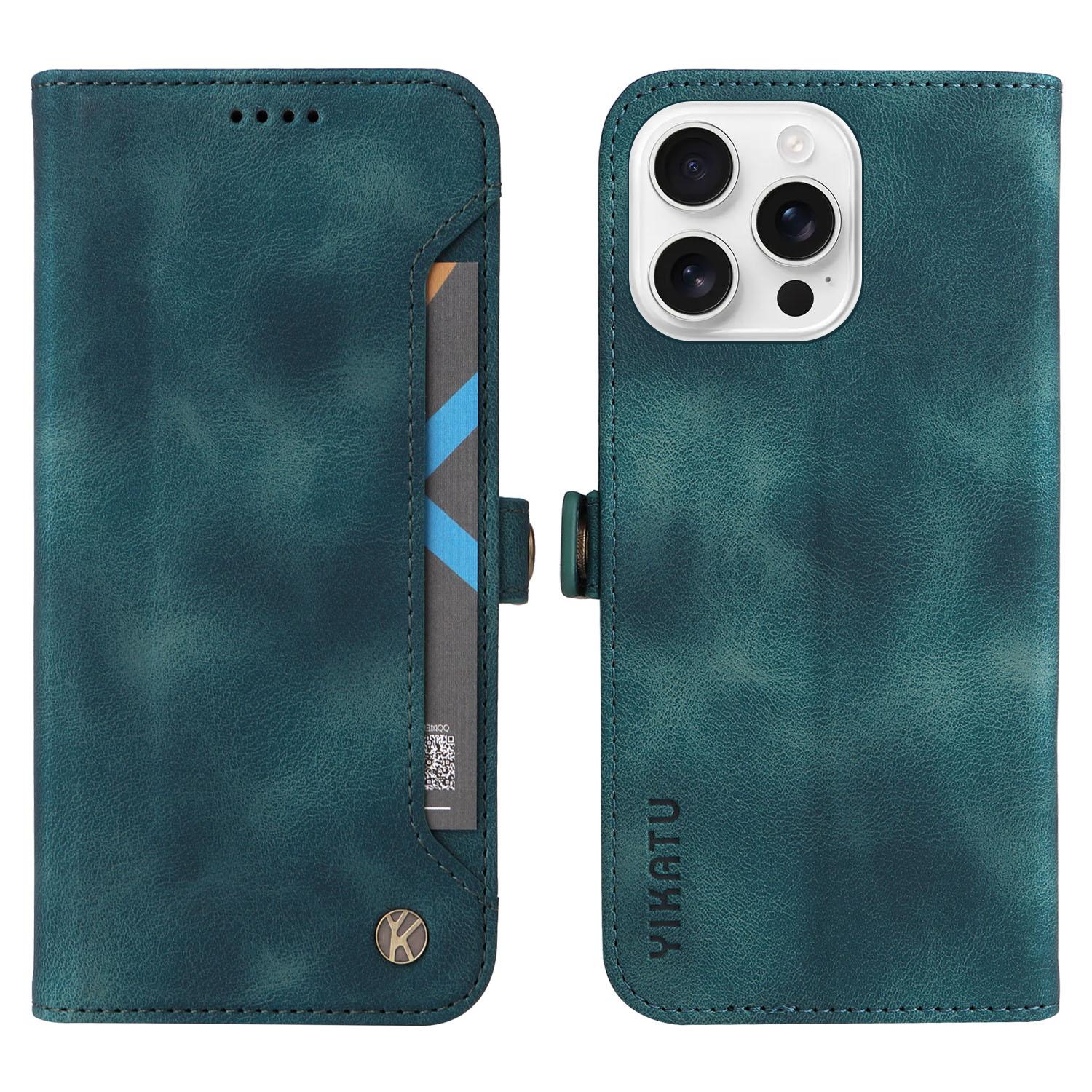 YIKATU YK-002 Чехол-кошелек для iPhone 16 Pro из ПУ-кожи с внешним слотом для карт A