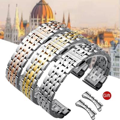 Solid Stainless Steel Strap 12/14/16/18/19/20/21/22mm Butterfly Buckle Polished Men Women 7 Pointer Metal Replace Watch Band