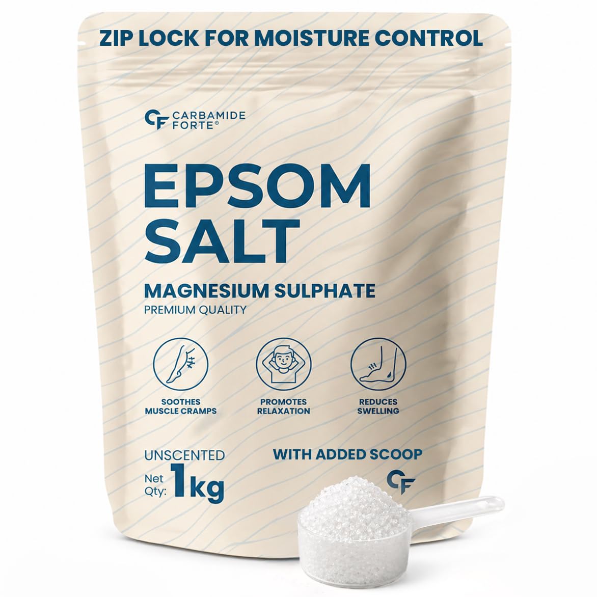 Carbamide Forte Epsom Salt for Foot & Bath 1kg | Magnesium Sulphate Crystals for Relaxing Bath, Foot Soak & Garden Use 1kg