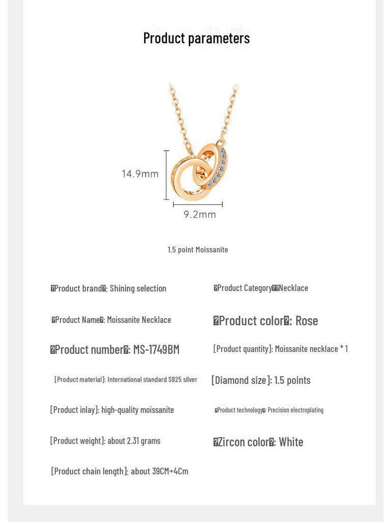 Stylowy Damski Naszyjnik Podwójny Pierścień Obojczyk - Wszechstronny, Niszowy Design, Wysokiej Klasy Srebrna Biżuteria