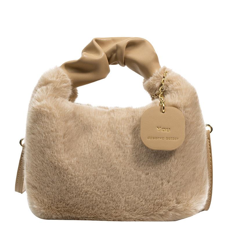 New plush messenger bag handbag texture fashion women's bag autumn and winter hair bag versatile niche chain handbag